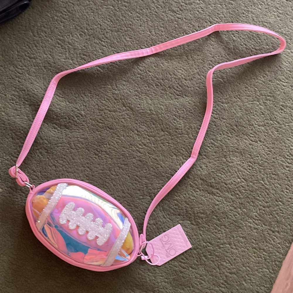Pink Football-Shaped Kids Crossbody Bag